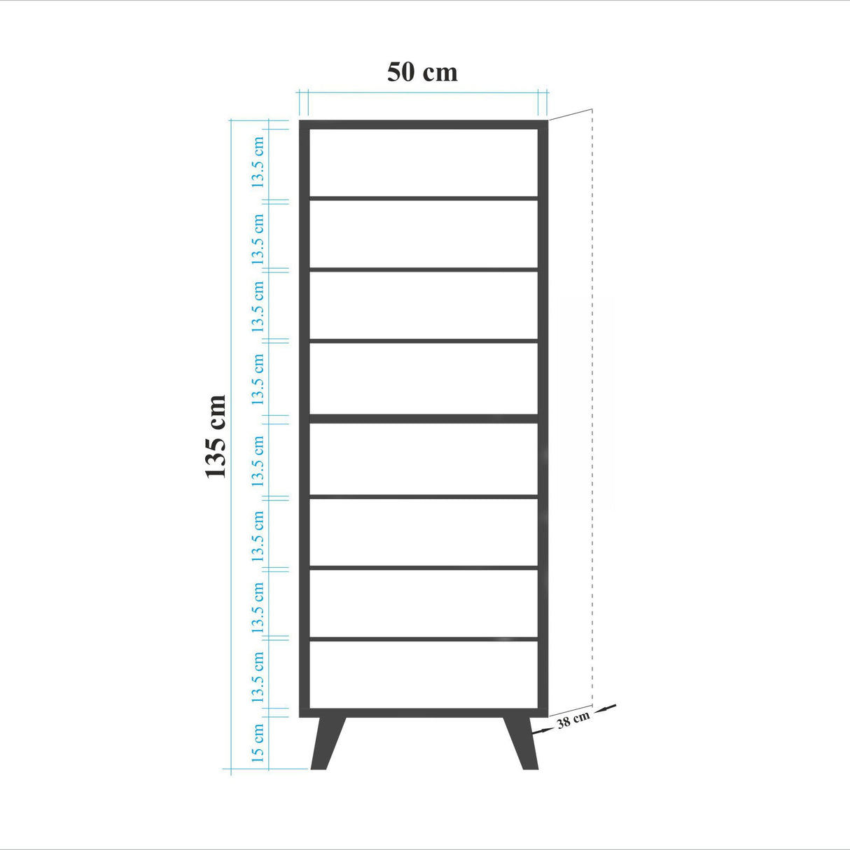 Schoenenkasten - Schoenenkast Filinta Sonoma Eik Latjes Melamine 50x135x38 cm - Dimehouse