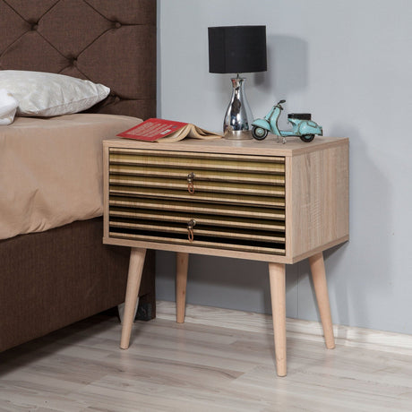 Table de chevet Catalina Sonoma Eik Melamine 60x61x40 cm