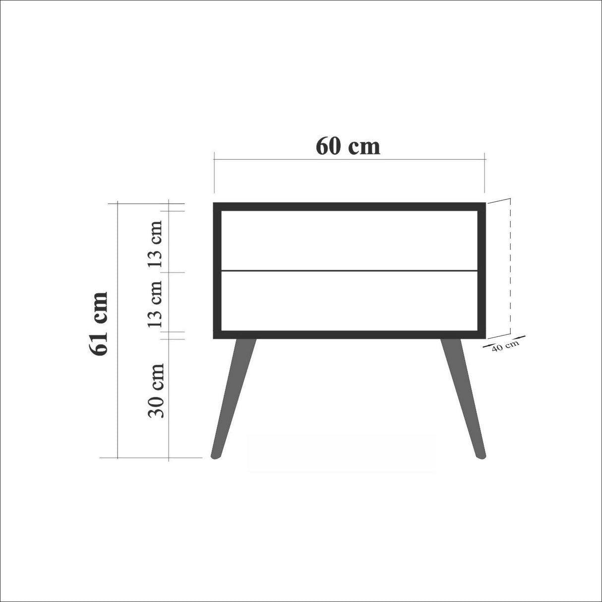 Table de chevet Catalina Sonoma Eik Melamine 60x61x40 cm