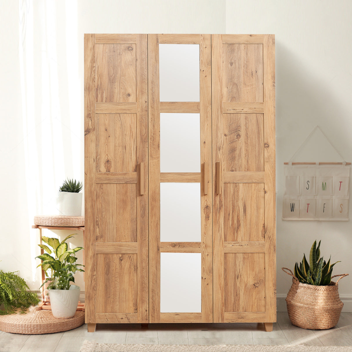 Kledingkasten - Kledingkast Hedera Atlantisch Dennenhout Melamine 120x189x48 cm - Dimehouse