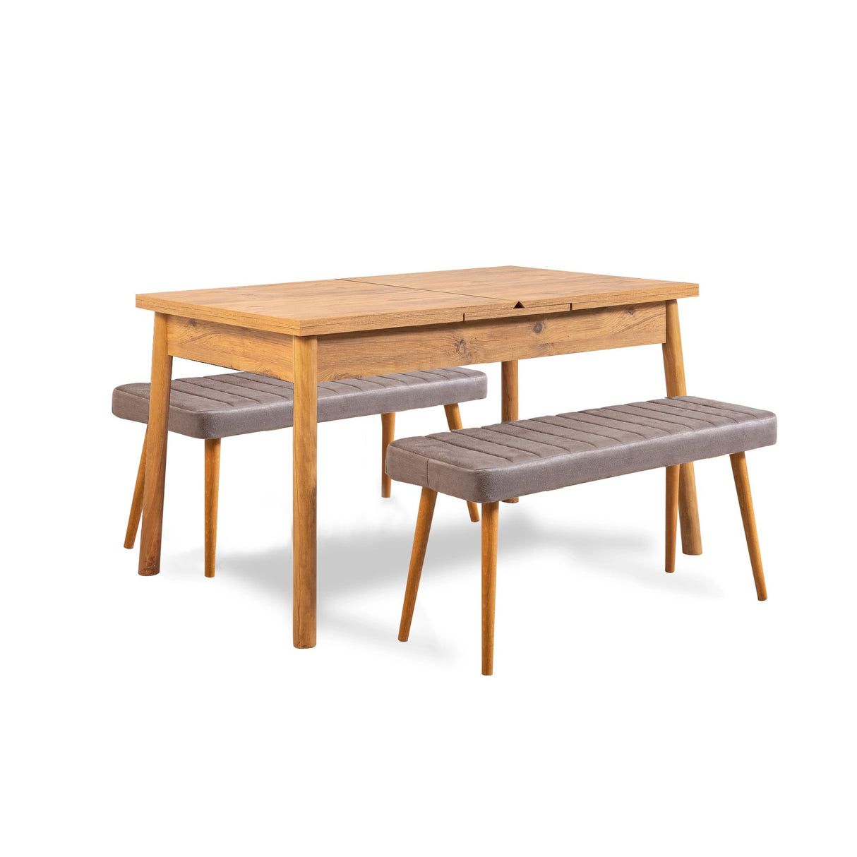 Santiago uitschuifbare eettafelset 120 cm Atlantic Pine grijs Melamine gecoat houtcomposiet