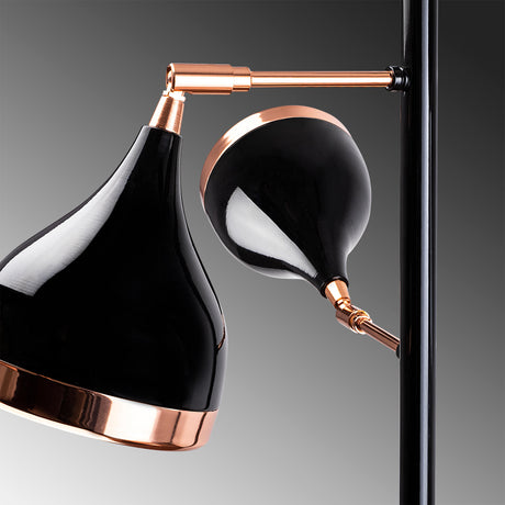 Lamp de sol 3 lumières Noir Cuivre Métal Grip