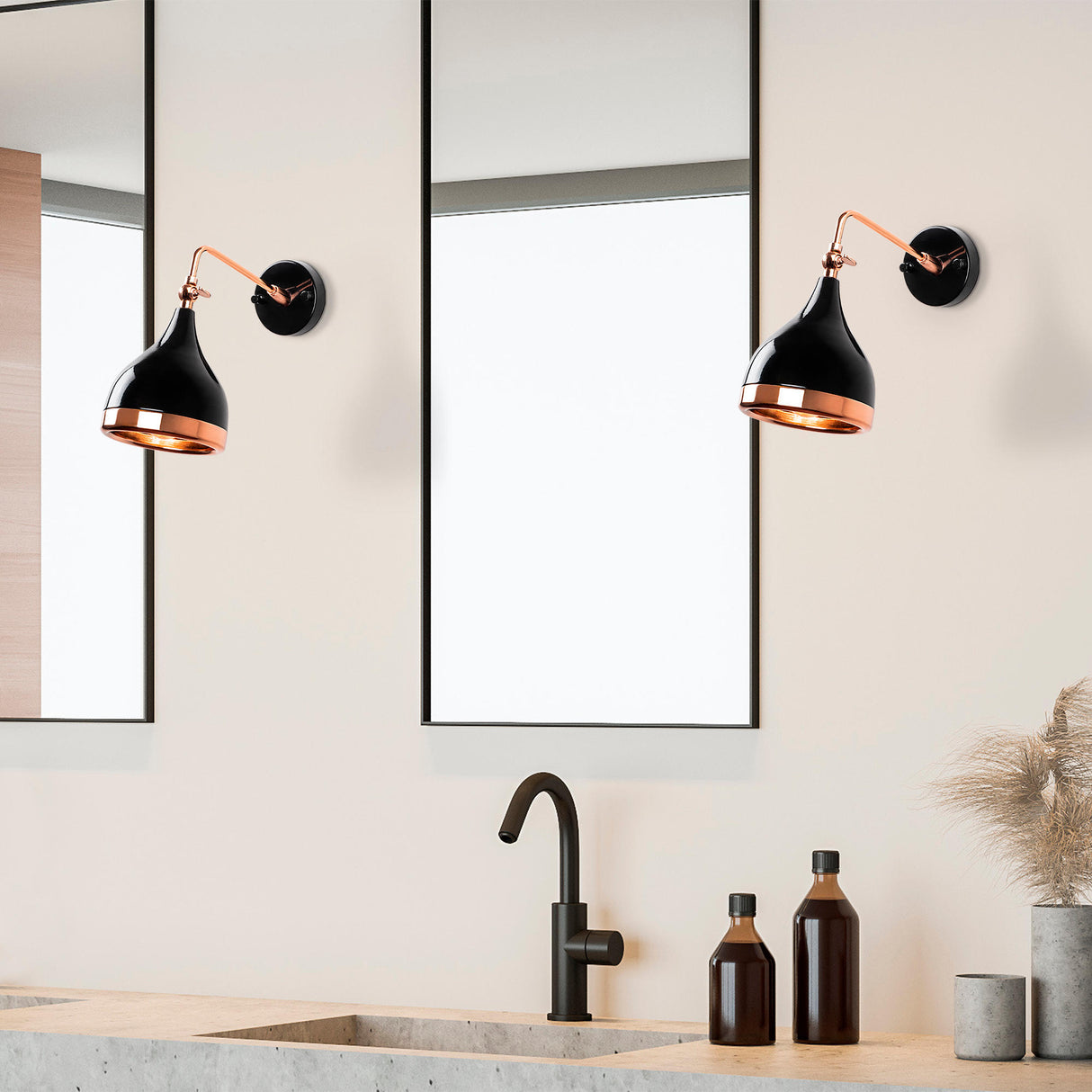 Applique Murale Noir Cuivre Métal Grip