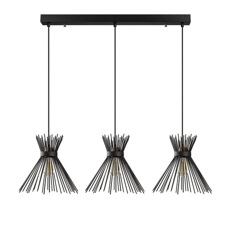 Suspension 3 lumières Noir Métal Lyric