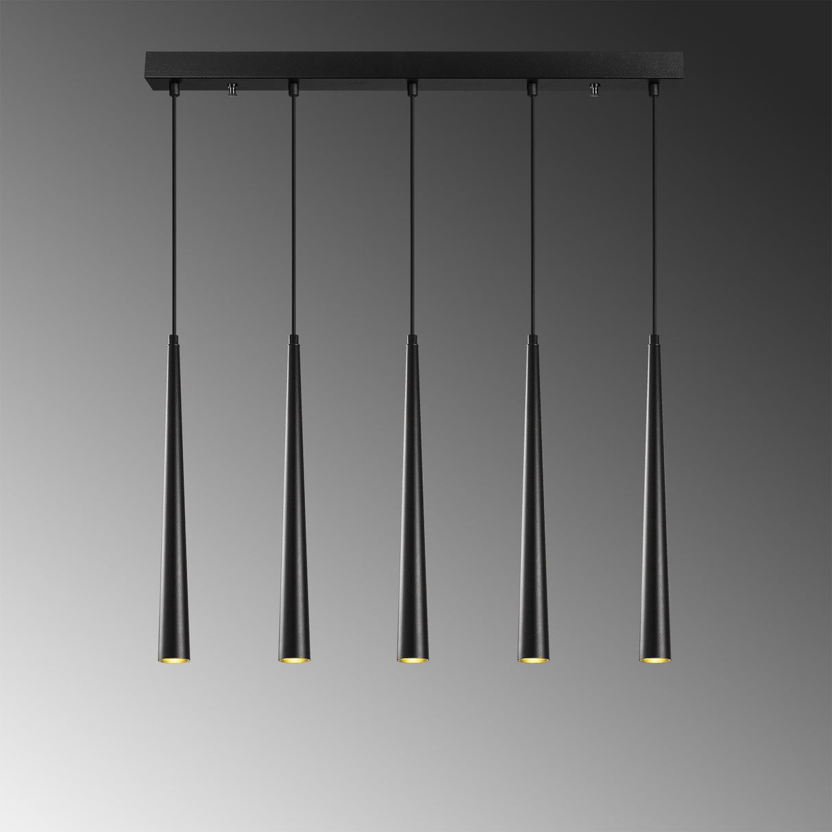 Suspension 5 lumières Noir Métal Vox