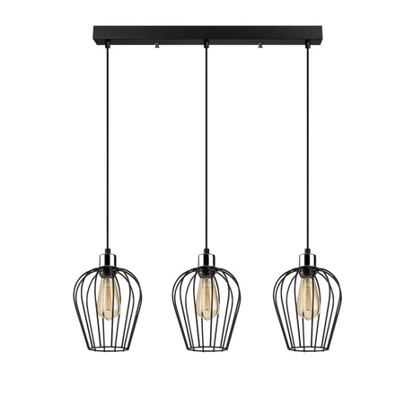 Suspension 3 lumières Noir Métal Predator