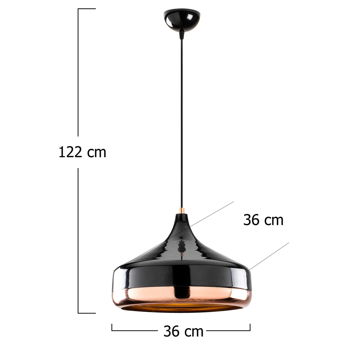 Suspension 1-lampe Noir Cuivre Métal Poignée