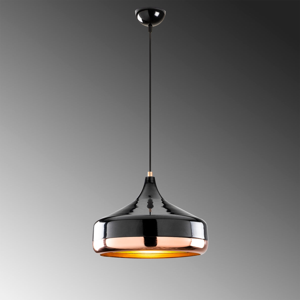 Suspension 1-lampe Noir Cuivre Métal Poignée