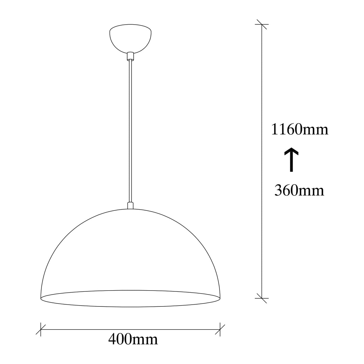 Suspension 40 cm Noir Or Métal Echelon