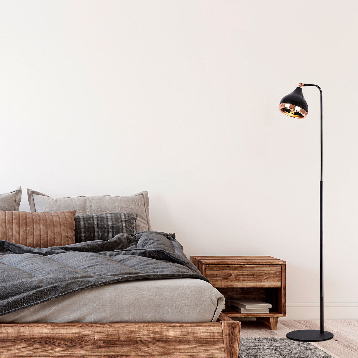 Lampe sur pied Noir Cuivre Métal Grip