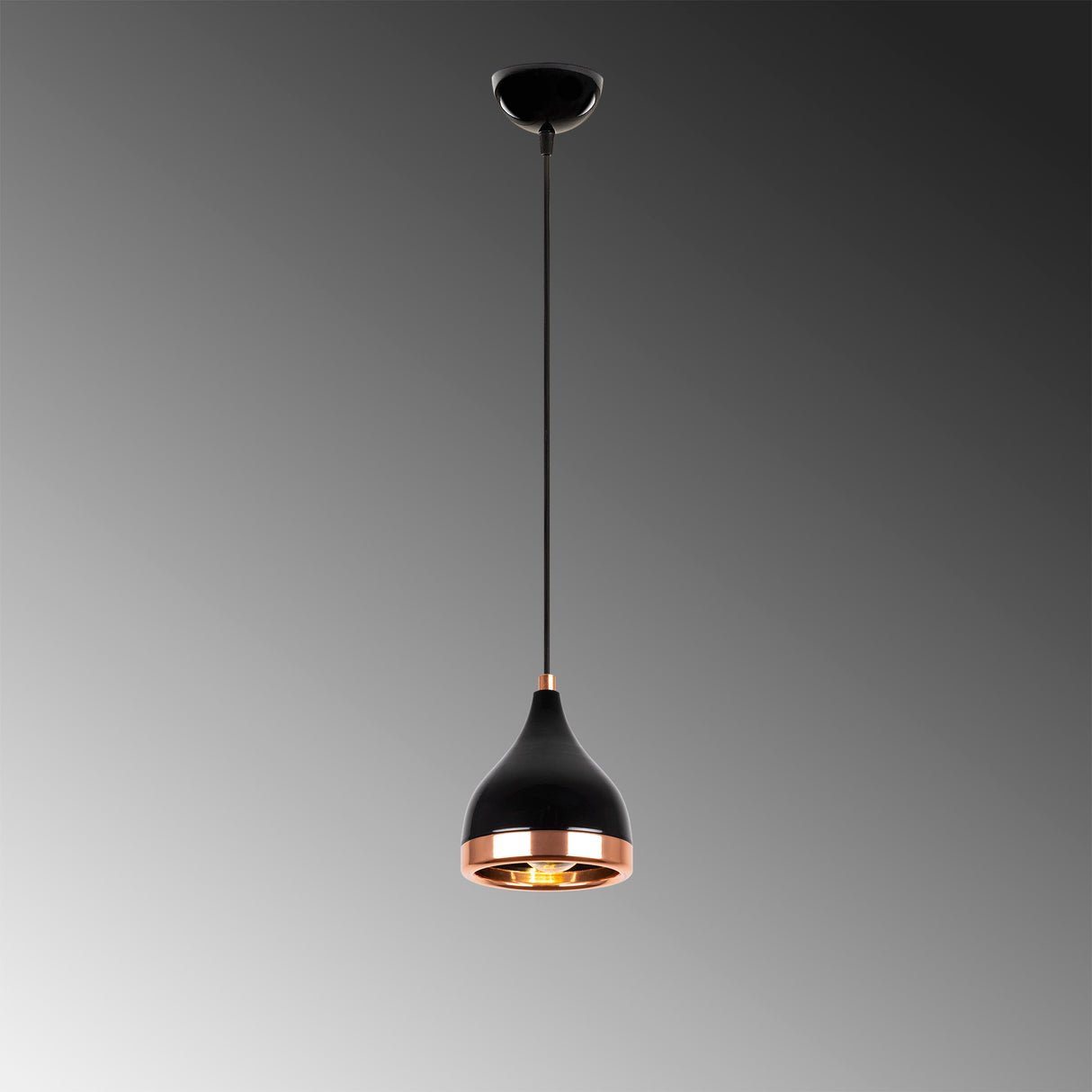 Suspension 1-lampe Noir Cuivre Rond Métal Prise