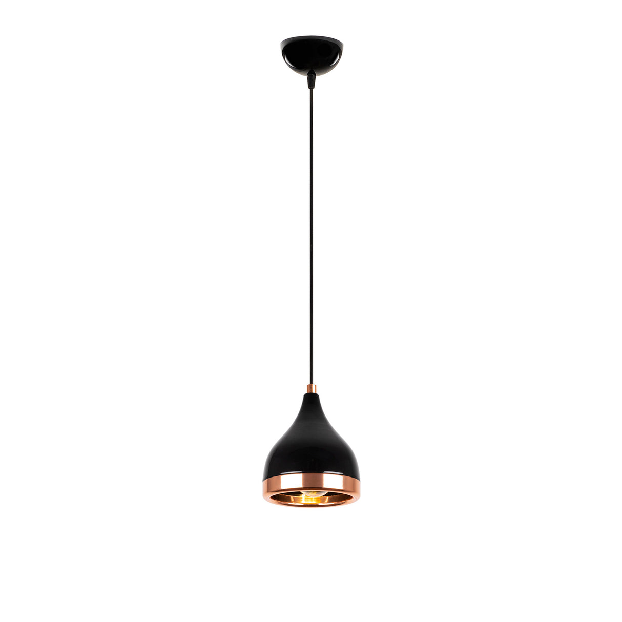 Suspension 1-lampe Noir Cuivre Rond Métal Prise