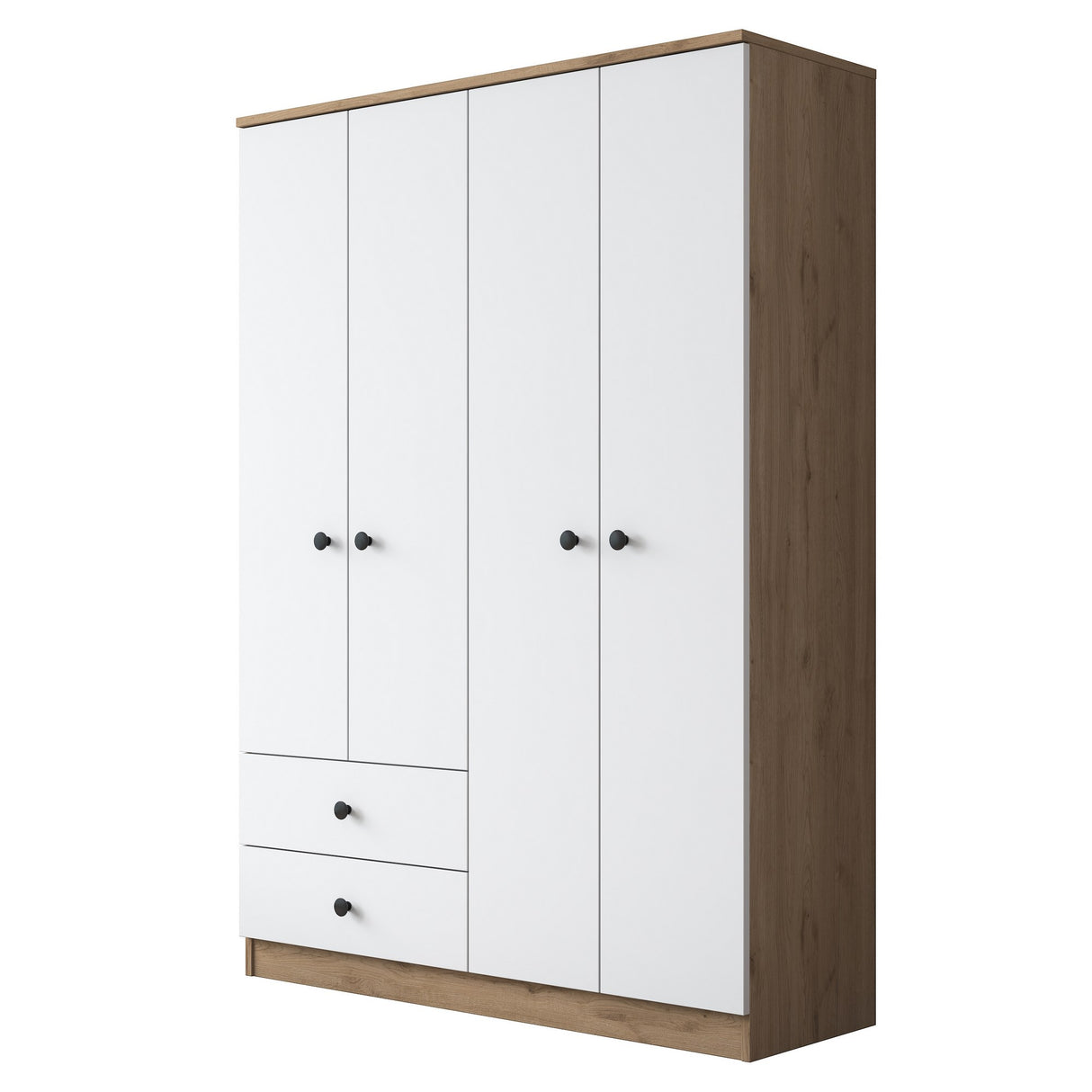 Armoire Mélamine Blanc Noyer - À suspendre et à poser - 120x170x42,5 cm - Aspen