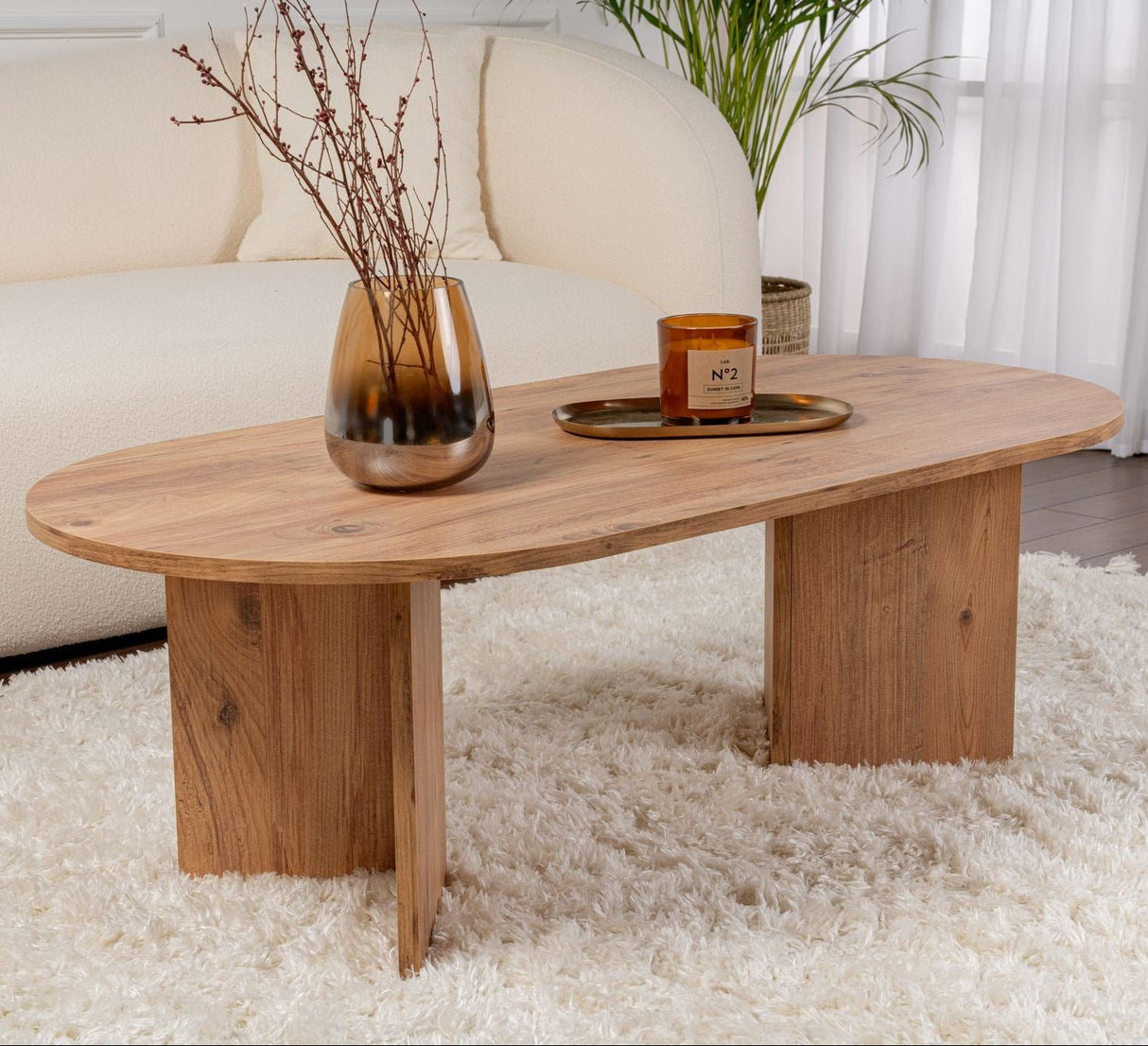 Table basse ovale aspect pin atlantique Sabla - 119x60