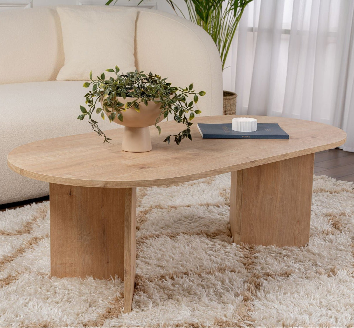 Table basse ovale Sapphire en chêne Look Sabla - 119x60