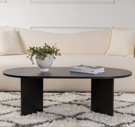 Table basse ovale aspect bois noir Sabla - 119x60