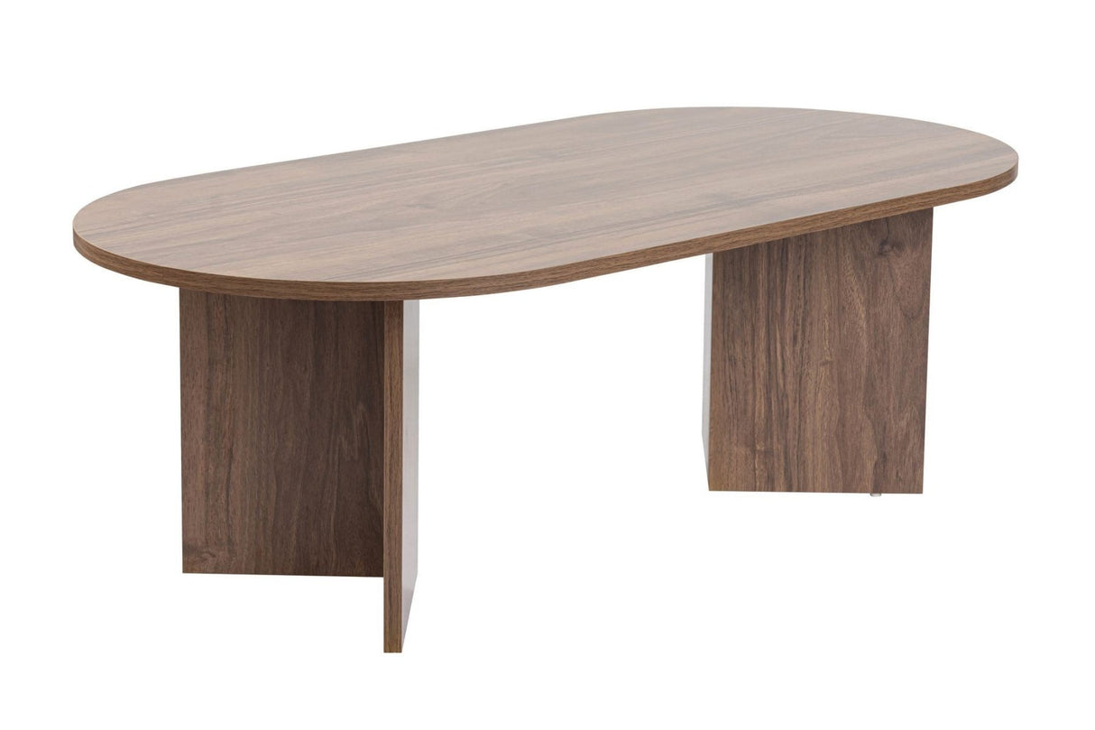 Salontafels - Ovale salontafel walnoot melamine - Japandi - 119x60 cm - Sota - Dimehouse