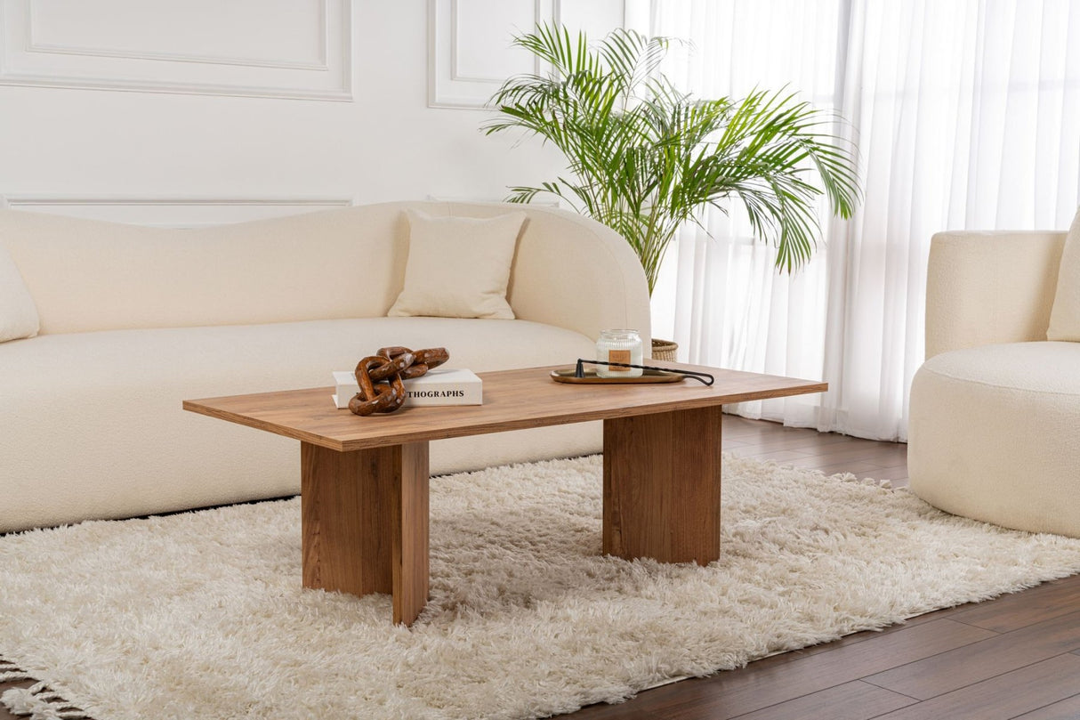 Table basse rectangulaire Siban aspect pin atlantique - 119x60 cm