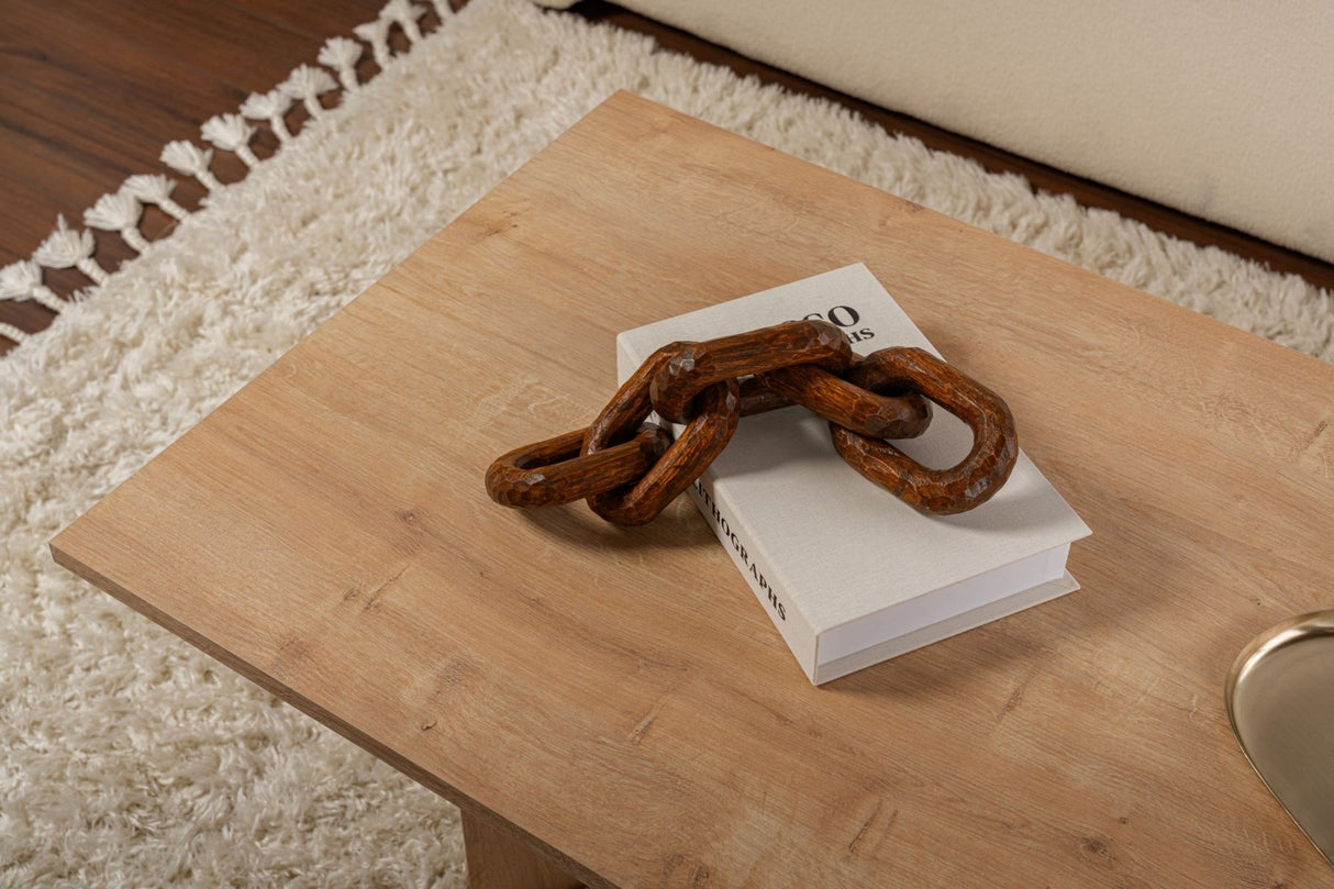 Table basse rectangulaire Siban Sapphire aspect chêne - 119x60 cm