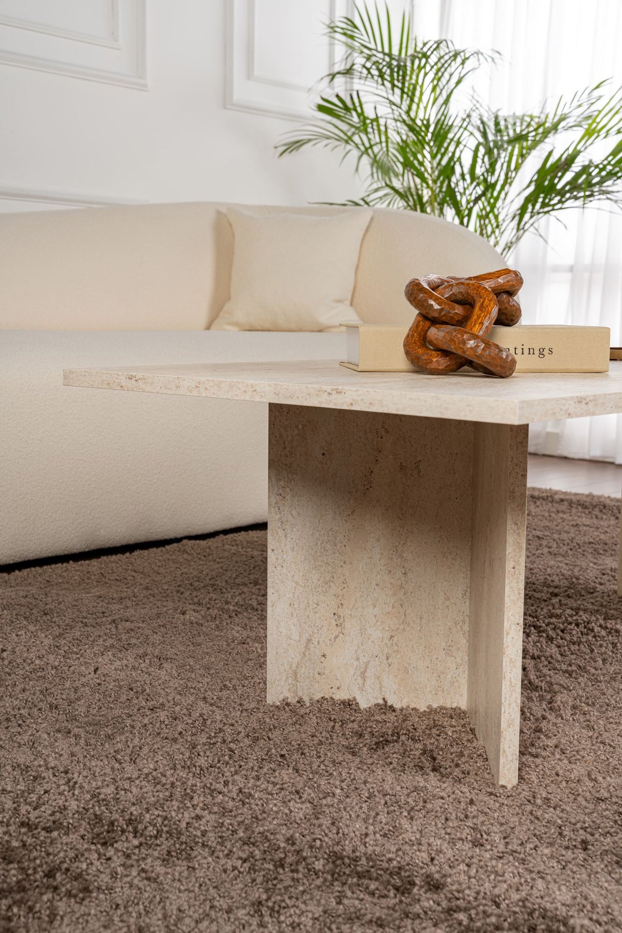 Sabin Salontafel Travertine 119x60 cm Melamine