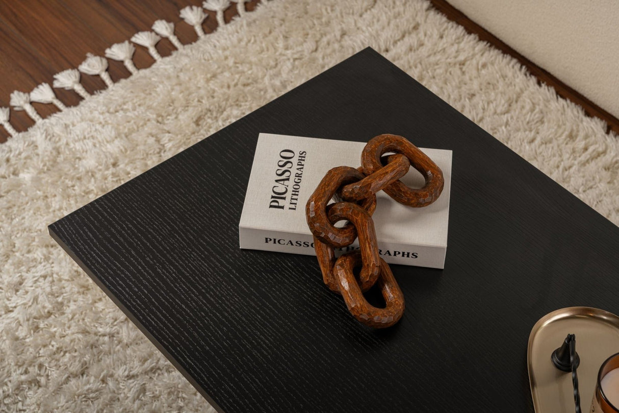 Table basse rectangulaire Siban aspect bois noir - 119x60 cm