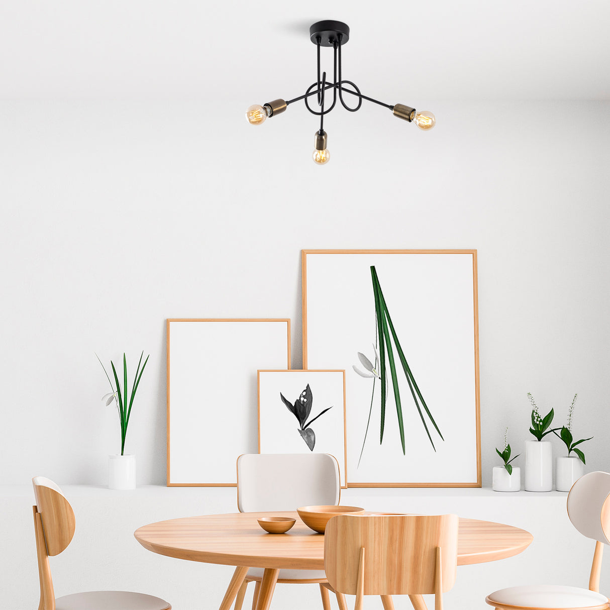 Suspension 3 lumières Noir Métal Pulse