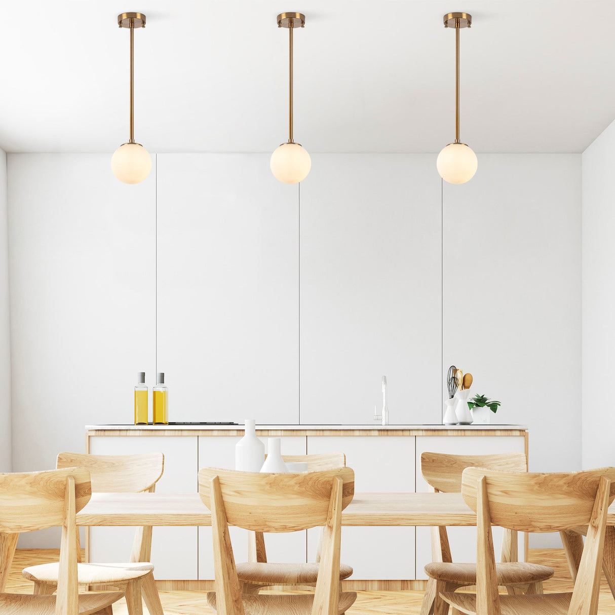 Suspension 3 lumières couleur bronze avec abat-jour blanc en métal Flint