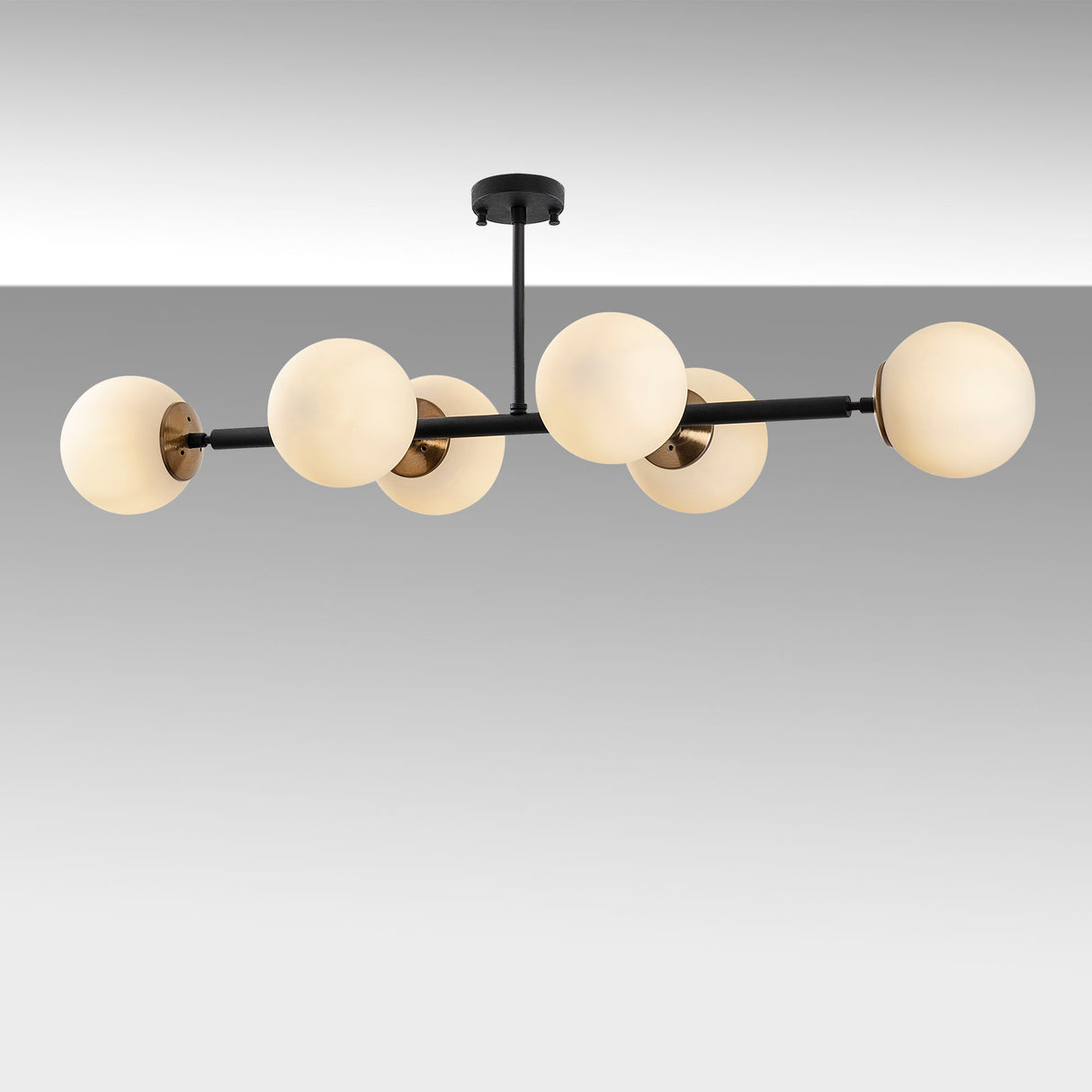 Suspension 6 lumières Crème Verre Radiance