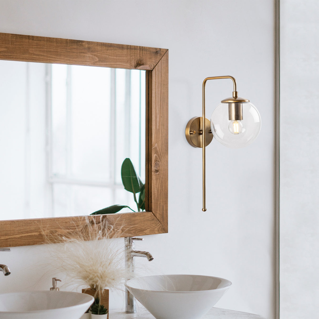 Applique 1 lumière en bronze avec verre clair Brim