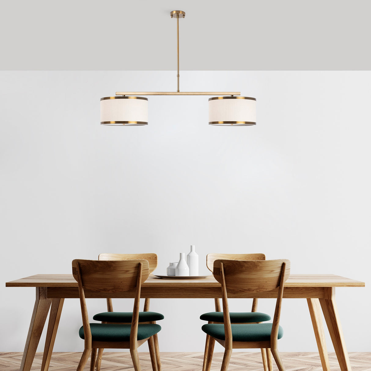 Suspension 2 lumières couleur bronze tissu Frost