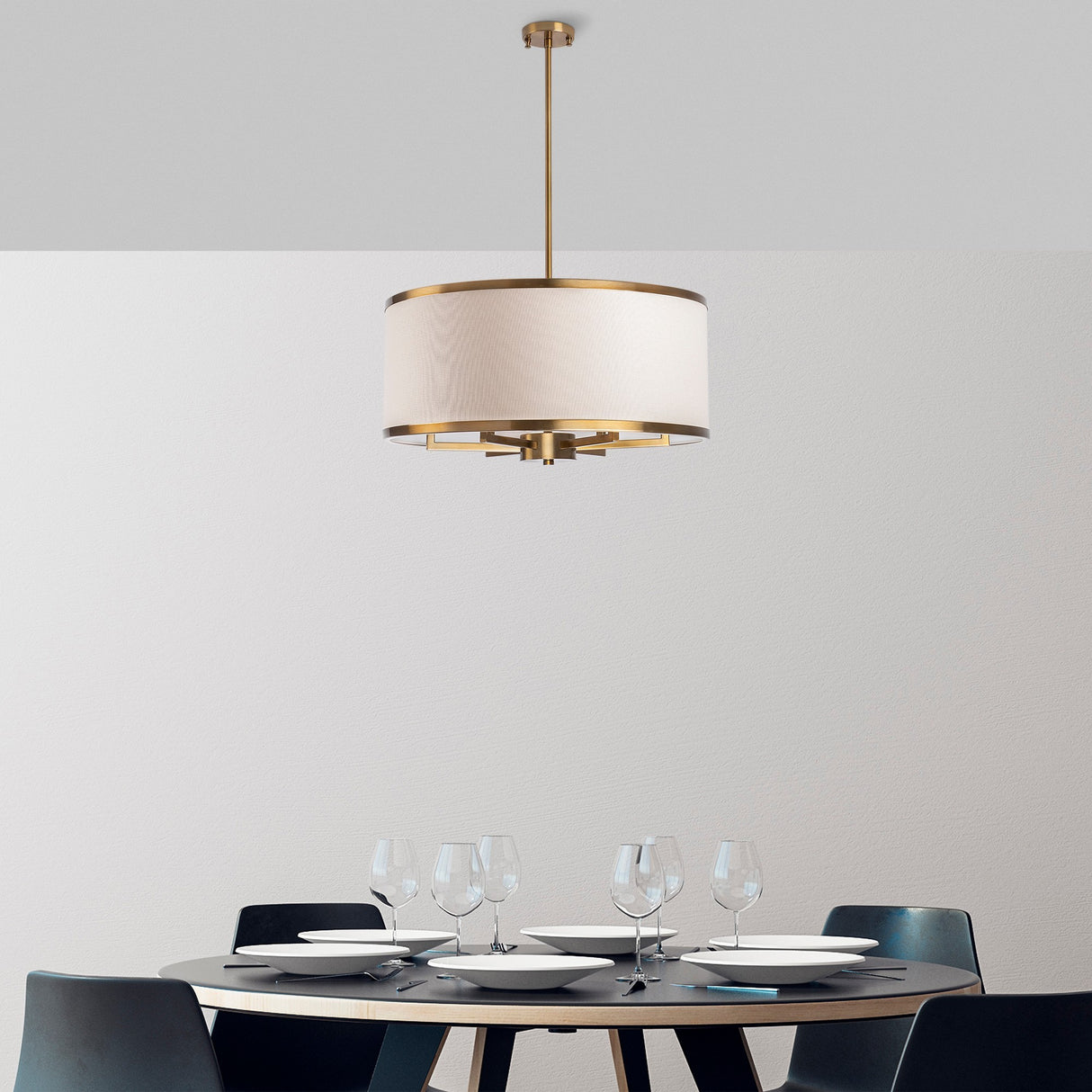 Suspension 1-lampe Couleur bronze Tissu Frost
