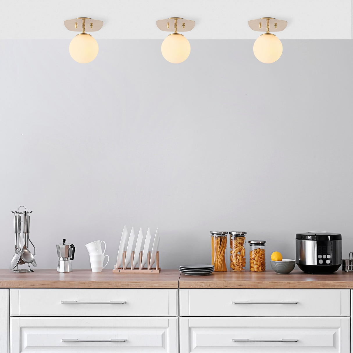 Plafonnier 1 lumière Or Verre Axel