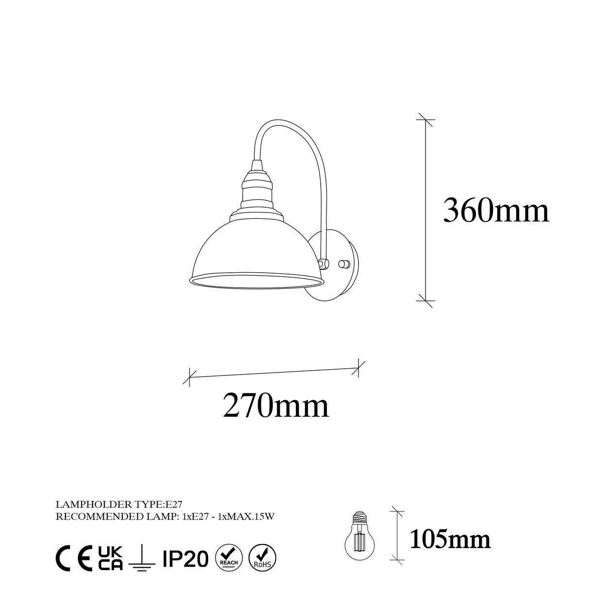 Applique murale en métal noir Bane