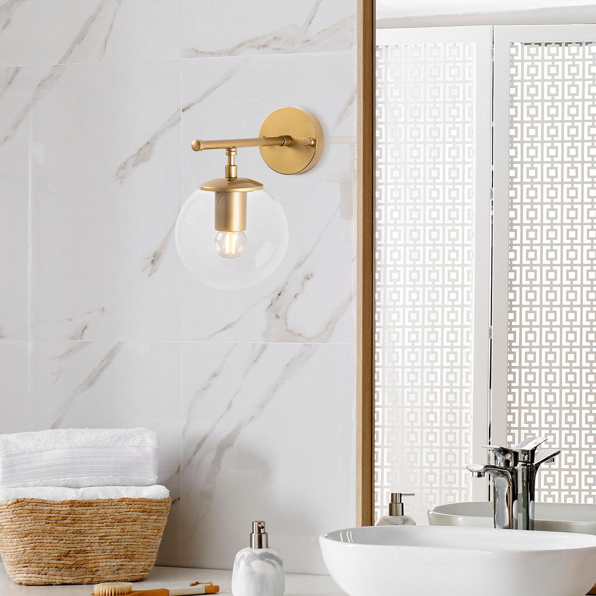 Applique Murale Or Verre Clair Obsidienne