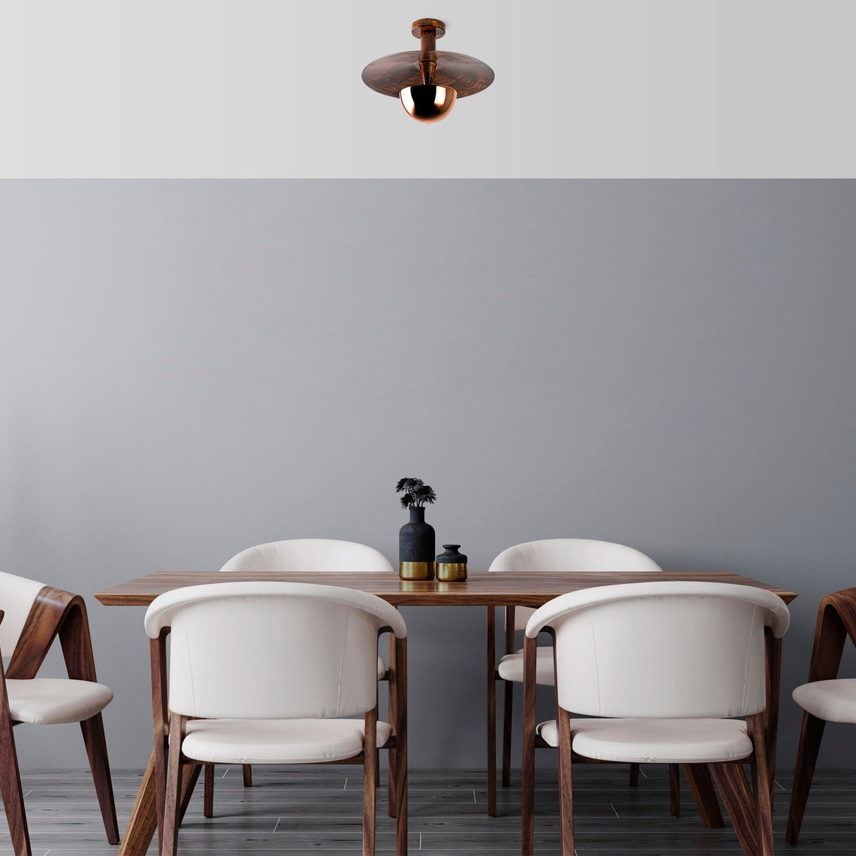 Plafonnier 38 cm en métal couleur cuivre Élever