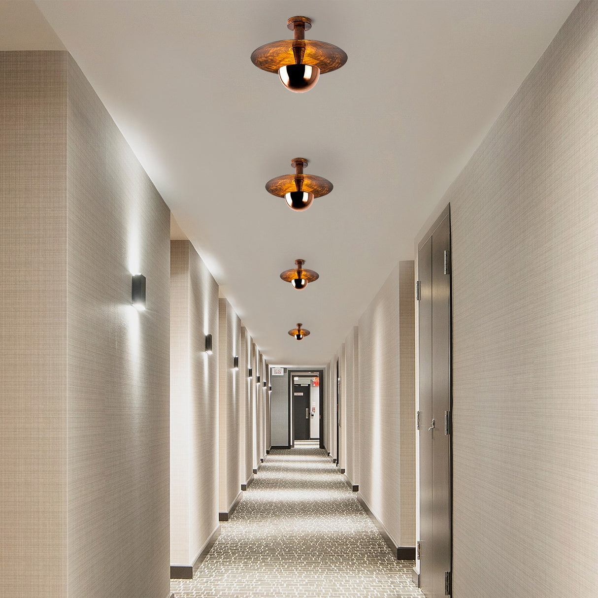 Plafonnier 38 cm en métal couleur cuivre Élever