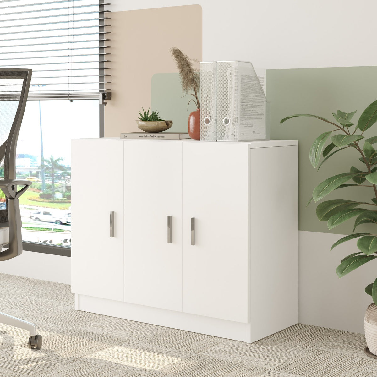 Dmora Buffet Perseus Blanc – Meuble De Rangement 142 Cm Pour Salon, Cuisine, Entrée – Panneaux Mélaminé 18 Mm