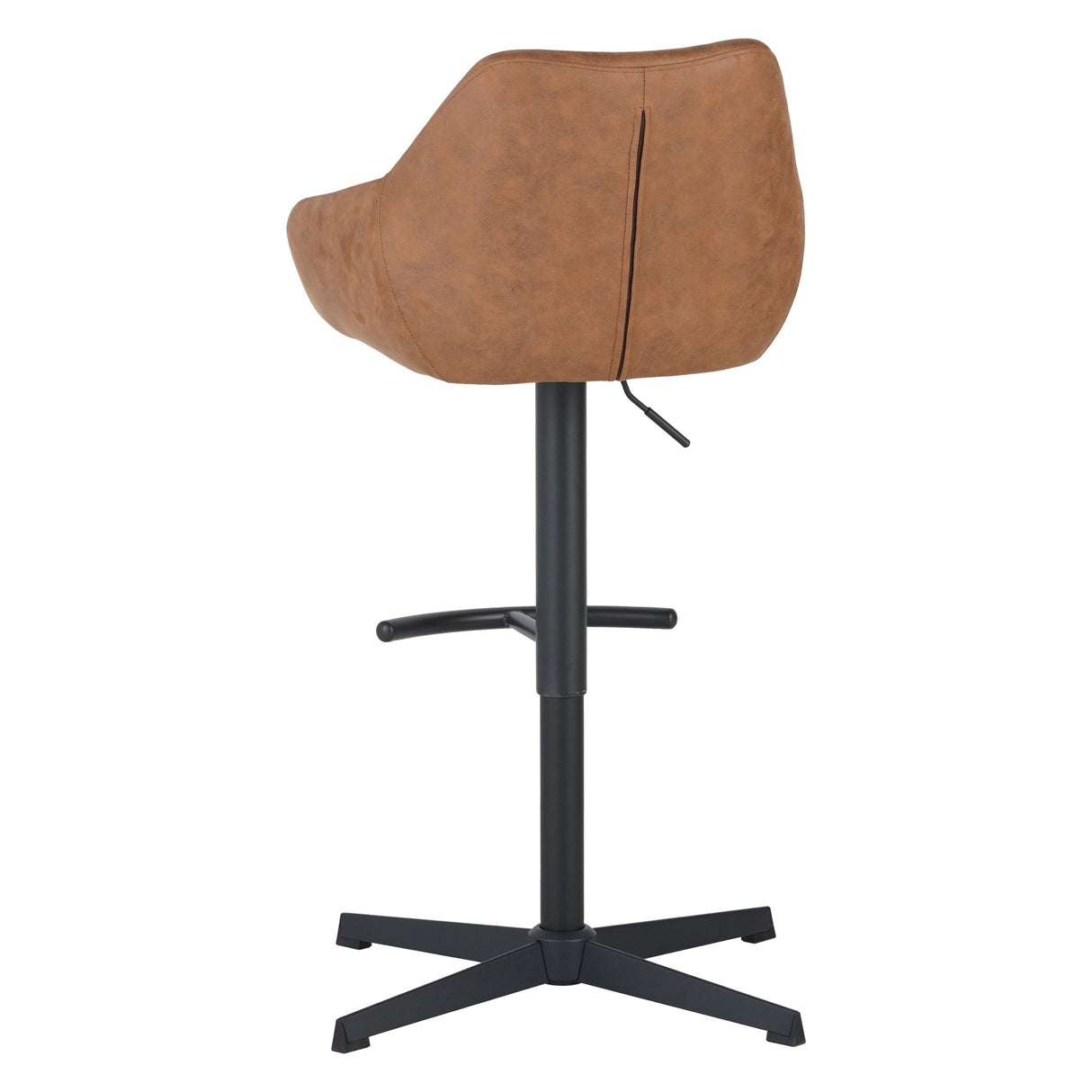 Venom Tabouret de Bar Cognac en Éco-cuir - Chaise de Bar Réglable Pivotante avec Accoudoirs