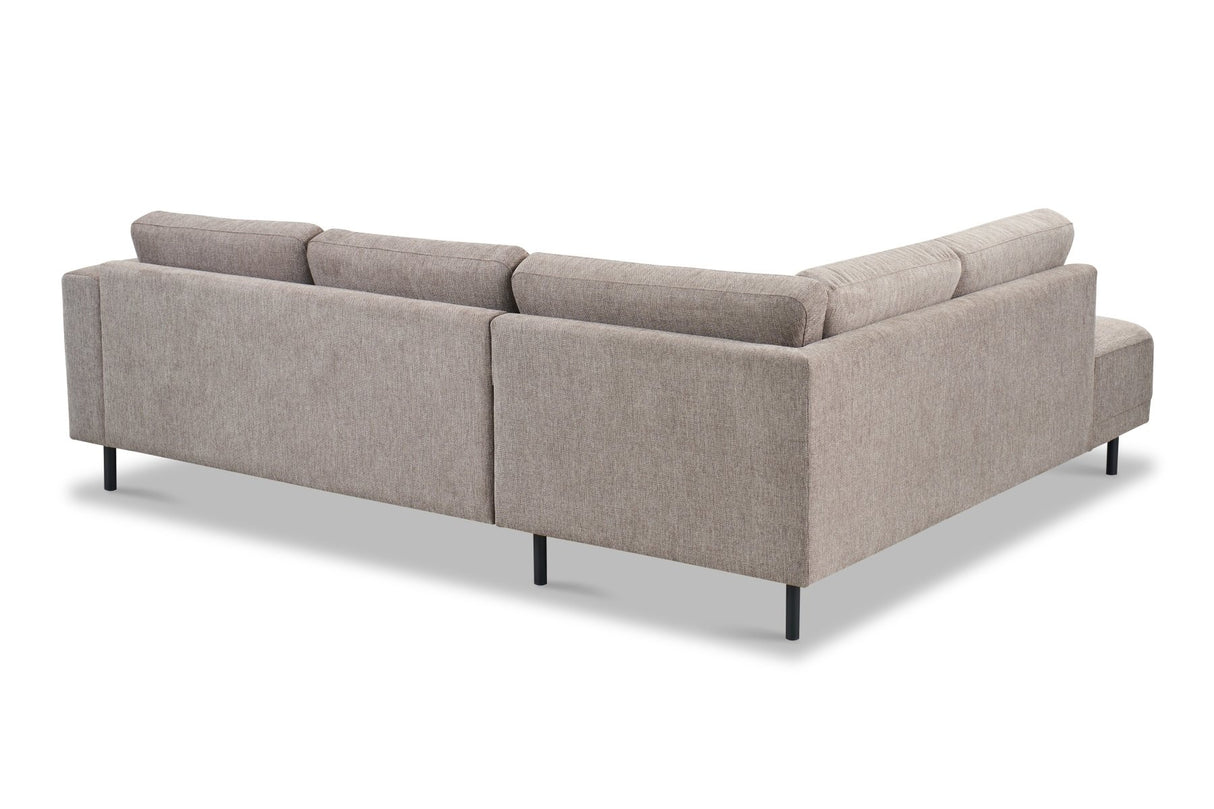 Canapé d'angle moderne 3 places à droite en taupe en tissu Aniko avec lounge 240x197x78 cm