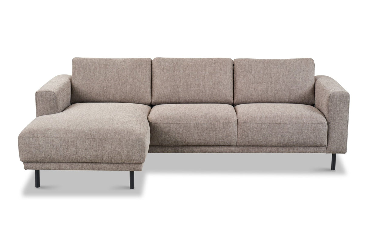 Canapé d'angle moderne à gauche en tissu taupe Aniko avec chaise longue 238x142x78 cm