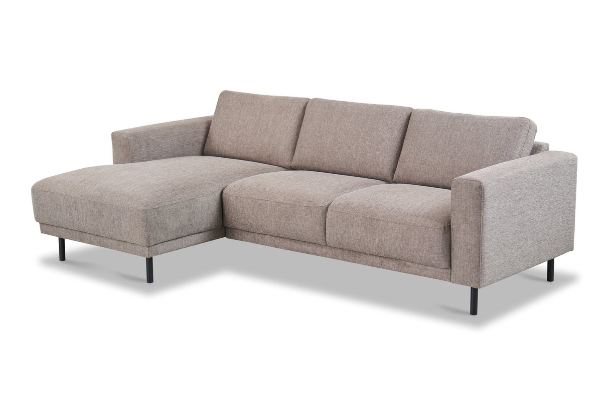 Canapé d'angle moderne à gauche en tissu taupe Aniko avec chaise longue 238x142x78 cm