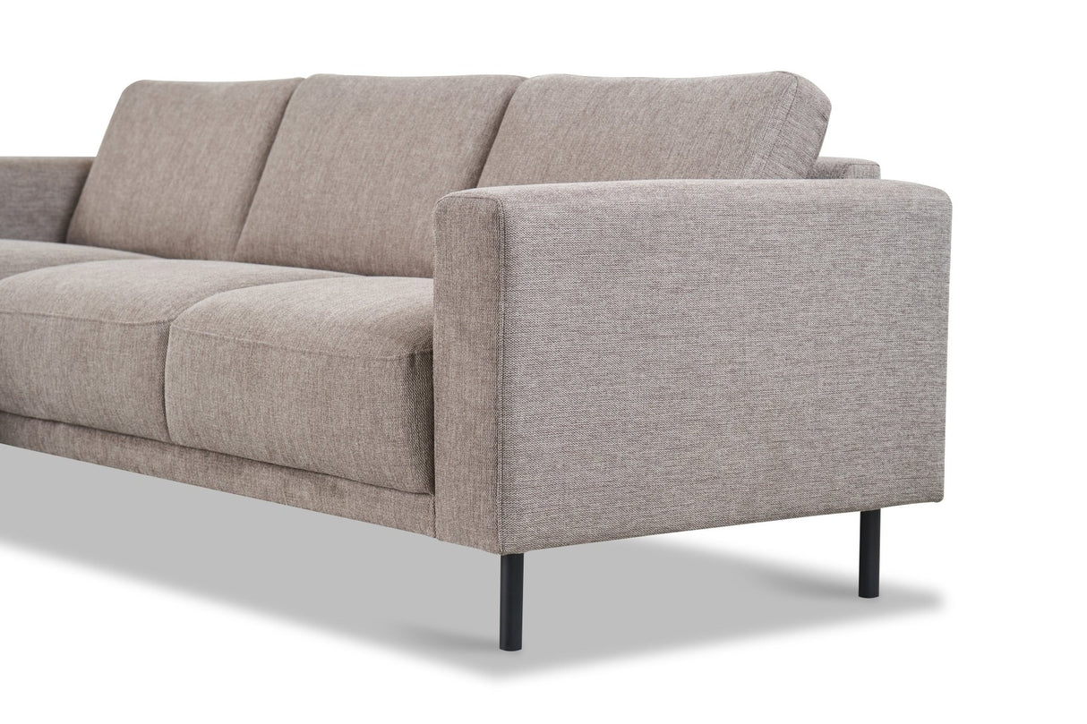 Canapé d'angle moderne à gauche en tissu taupe Aniko avec chaise longue 238x142x78 cm