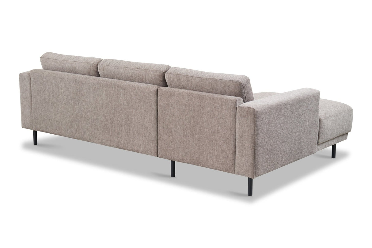 Canapé d'angle moderne à gauche en tissu taupe Aniko avec chaise longue 238x142x78 cm
