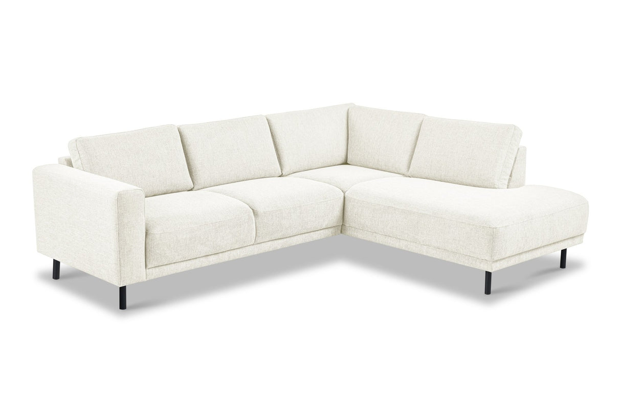 Canapé d'angle moderne 3 places droit beige en tissu Aniko avec chaise longue 240x197x78 cm