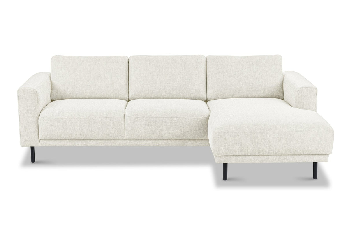 Canapé d'angle moderne droit beige en tissu Aniko avec chaise longue 238x142x78 cm