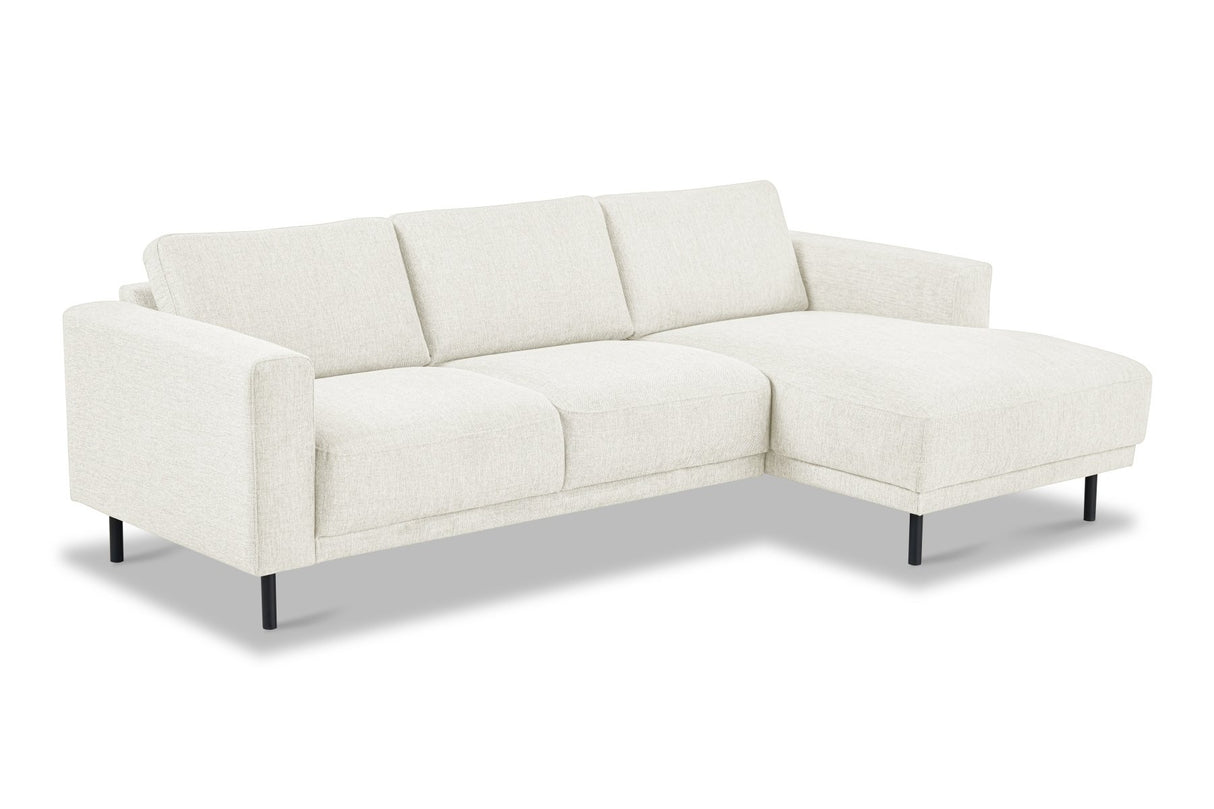Canapé d'angle moderne droit beige en tissu Aniko avec chaise longue 238x142x78 cm