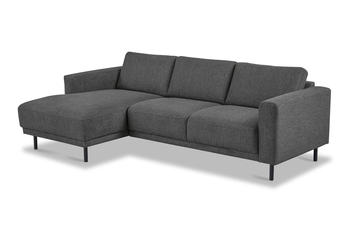 Canapé d'angle moderne à gauche en tissu anthracite Aniko avec chaise longue 238x142x78 cm
