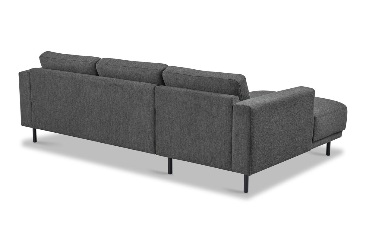 Canapé d'angle moderne à gauche en tissu anthracite Aniko avec chaise longue 238x142x78 cm
