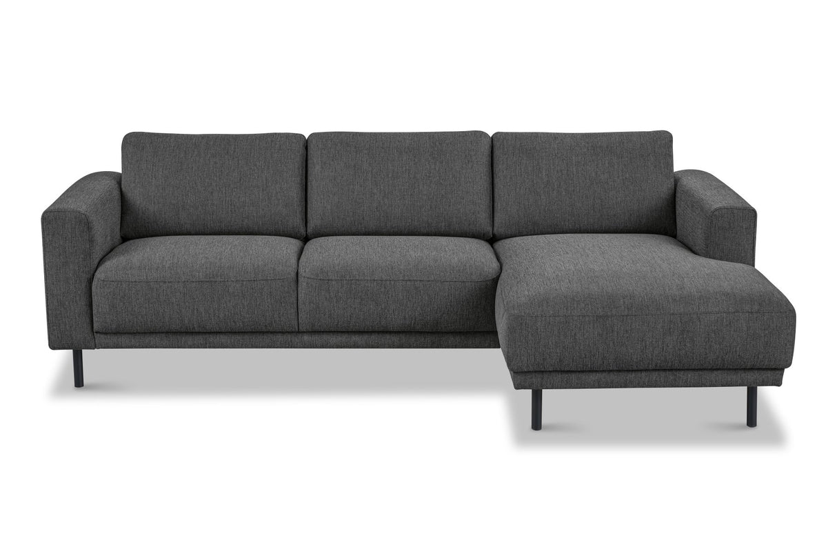Canapé d'angle moderne droit en tissu anthracite Aniko avec chaise longue 238x142x78 cm