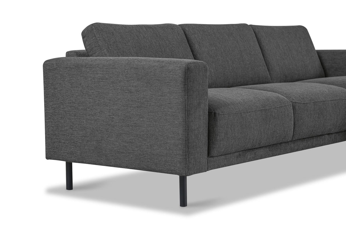 Canapé d'angle moderne droit en tissu anthracite Aniko avec chaise longue 238x142x78 cm